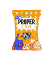 Salted Caramel Popcorn 90g bag Suitable for vegans.